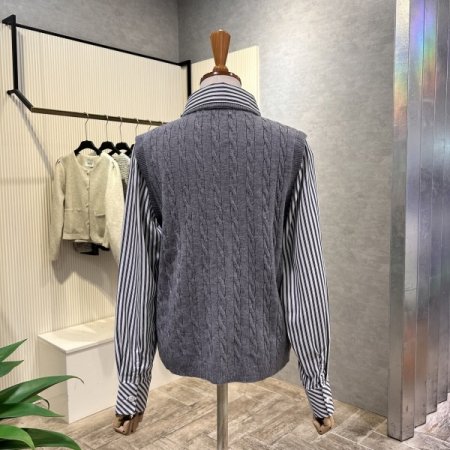 꽈베기 니트 배색 카라 셔츠