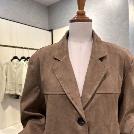 페이크 세무 싱글 카라 재킷