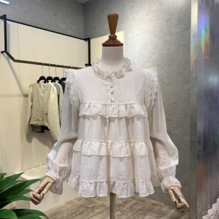 자수 프릴 캉캉 블라우스
