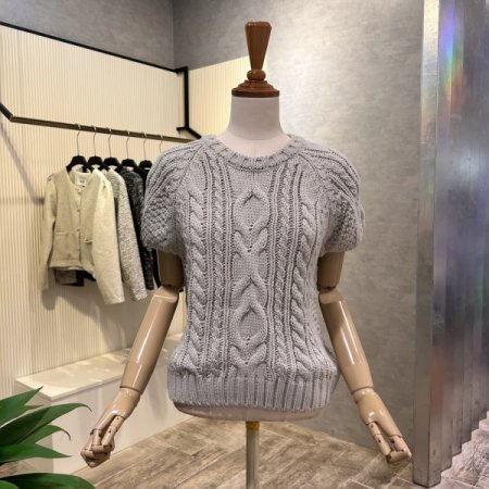 꽈배기 캡소매 니트