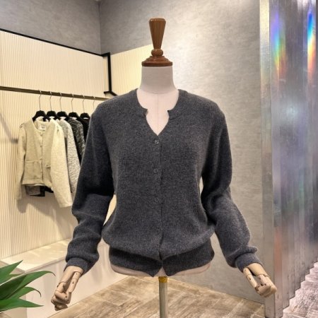 V넥 폭스 혼방 가디건