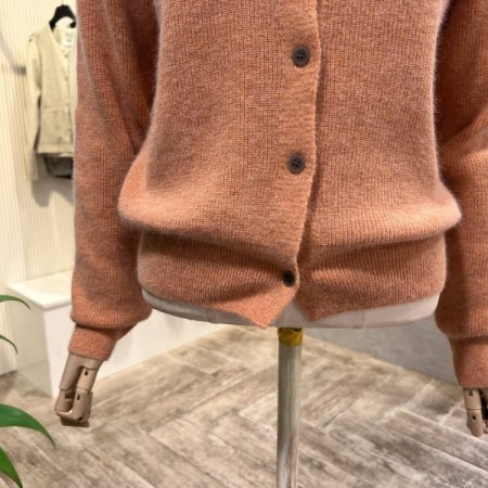 V넥 폭스 혼방 가디건