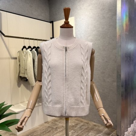 집업 꽈배기 니트 베스트