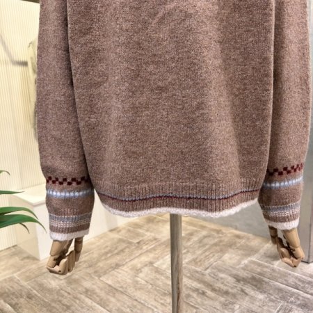 플라워 라인 배색 단추 가디건