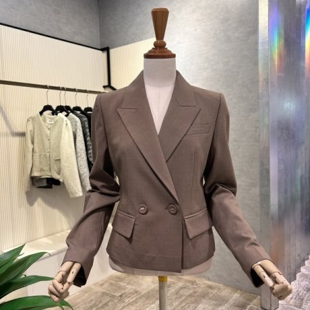 크롭 더블 단추 셋업 자켓