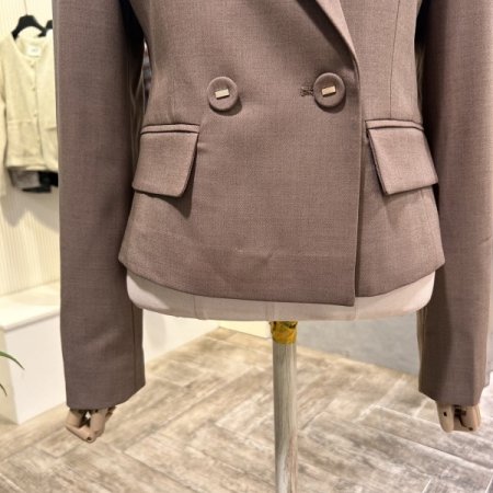 크롭 더블 단추 셋업 자켓