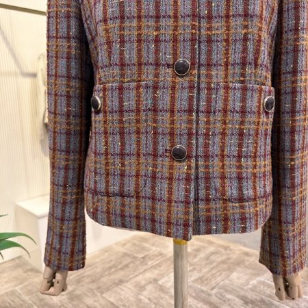 체크 라운드 트위드 자켓