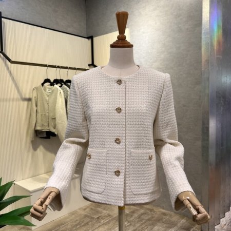 라운드 트위드 단추 자켓