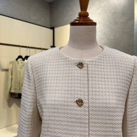 라운드 트위드 단추 자켓