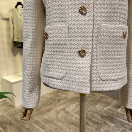 라운드 트위드 단추 자켓