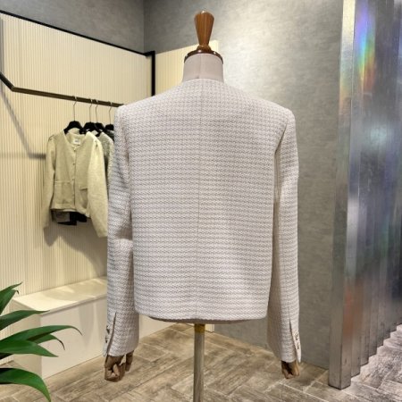 라운드 트위드 단추 자켓