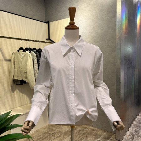 단추 카라 크롭 셔츠