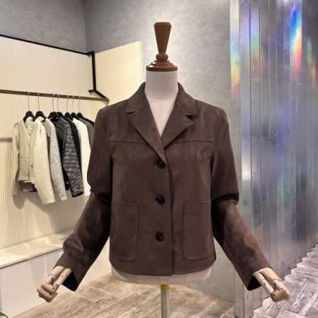 크롭 페이크 스웨이드 자켓