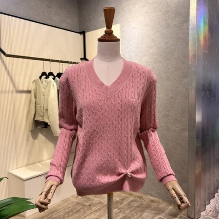 V넥 꽈배기 니트