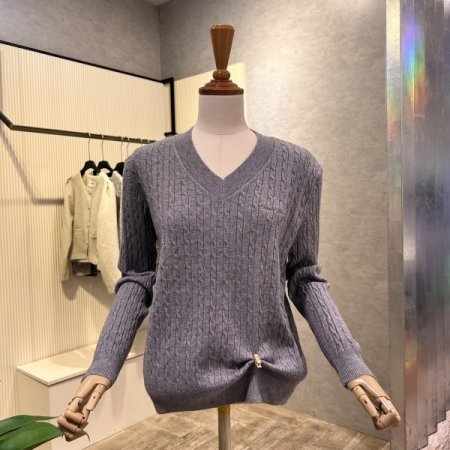 V넥 꽈배기 니트