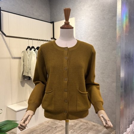 짜임 배색 단추 가디건