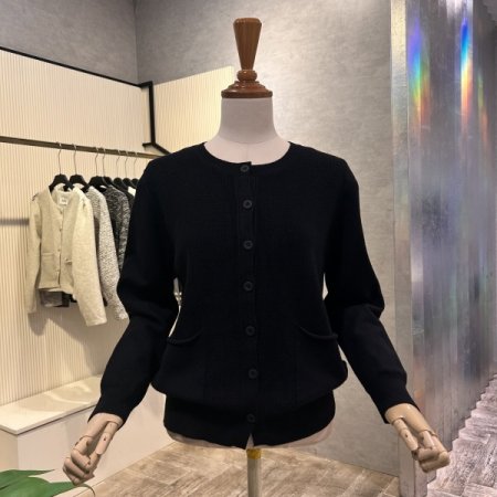 짜임 배색 단추 가디건