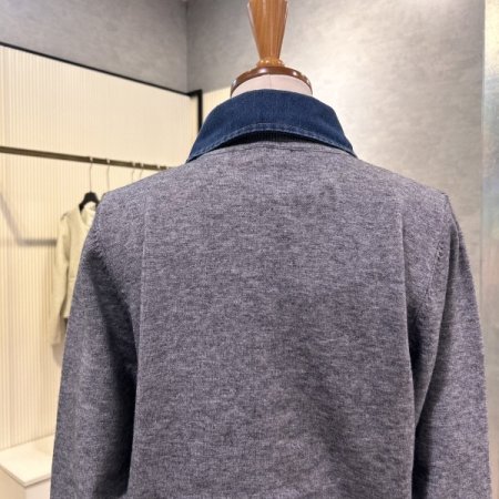 데님 카라 배색 니트 가디건