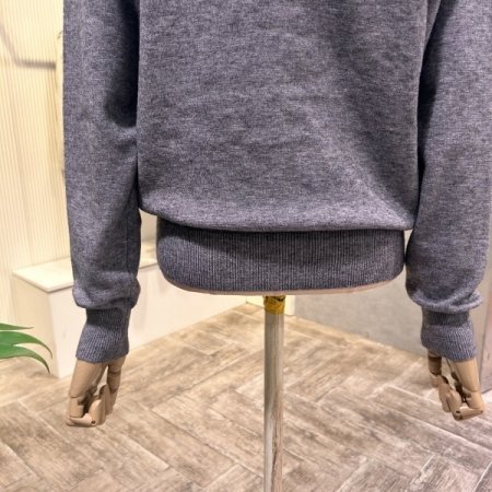 데님 카라 배색 니트 가디건