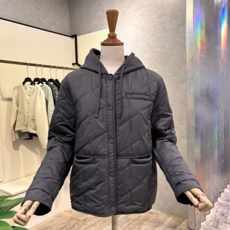 후드 배색 패딩 점퍼