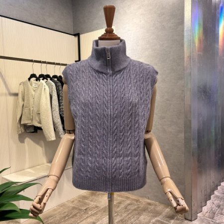 하이넥 집업 꽈배기 베스트