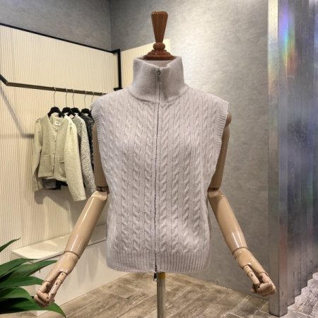 하이넥 집업 꽈배기 베스트