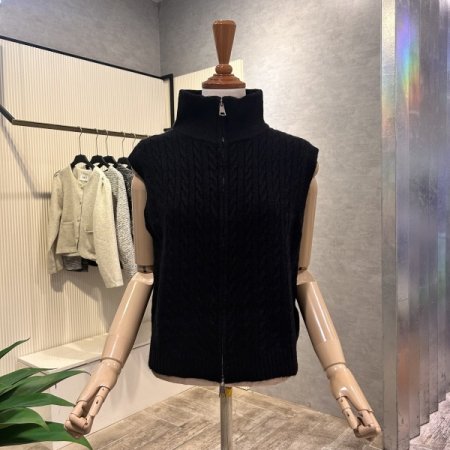 하이넥 집업 꽈배기 베스트