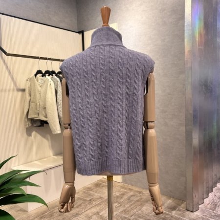 하이넥 집업 꽈배기 베스트