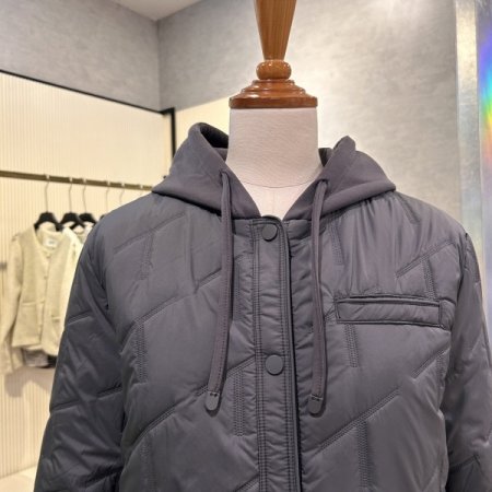 배색 후드 패딩 점퍼