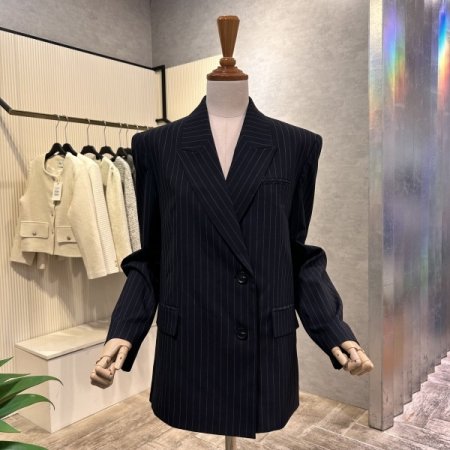 스트라이프 단추 셋업 자켓