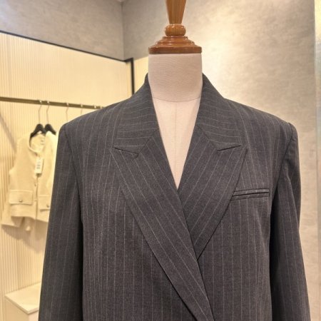 스트라이프 단추 셋업 자켓