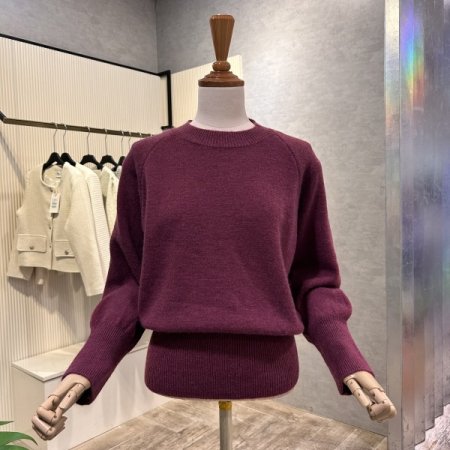 라운드 퍼프 소매 니트