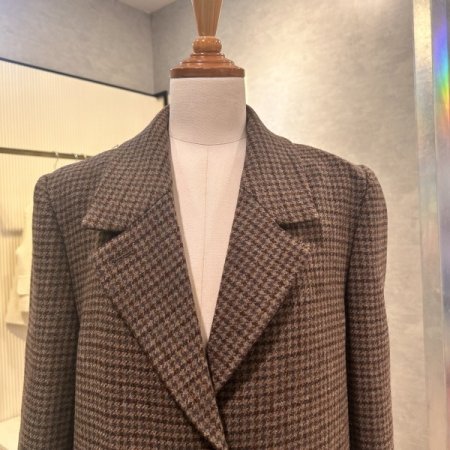 체크 단추 카라 자켓