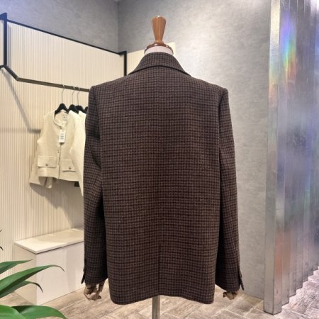 체크 단추 카라 자켓