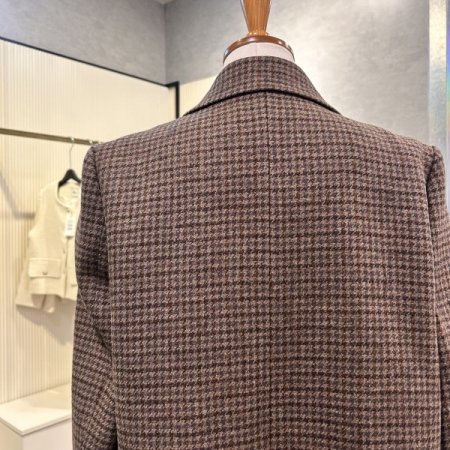 체크 단추 카라 자켓