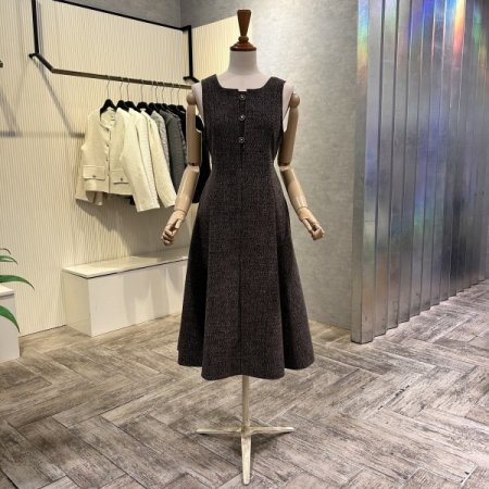 뷔스티에 단추 플레어 원피스