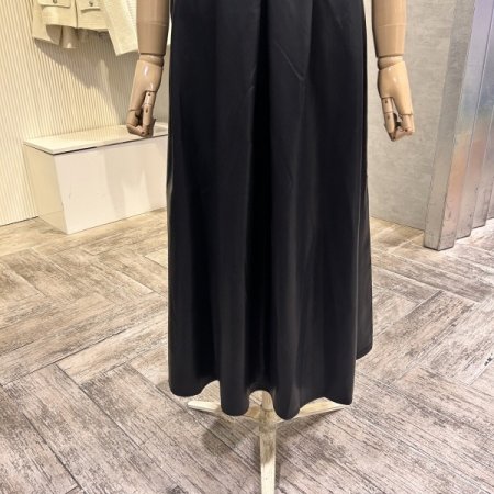 페이크 레더 뷔스티에 롱 원피스