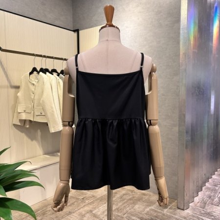 뷔스티에 인조 가죽 블라우스