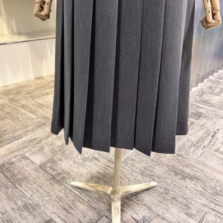 벨트 플리츠 셋업 롱 스커트