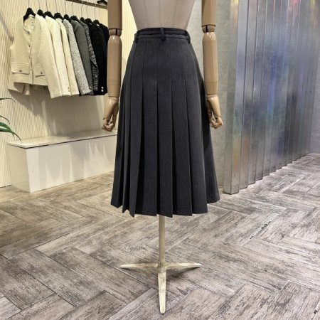 벨트 플리츠 셋업 롱 스커트