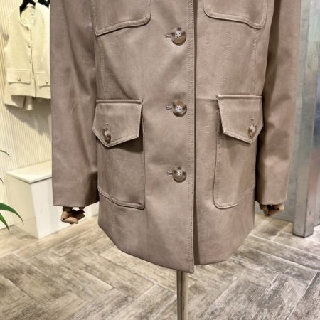 빅 포켓 인조 가죽 자켓