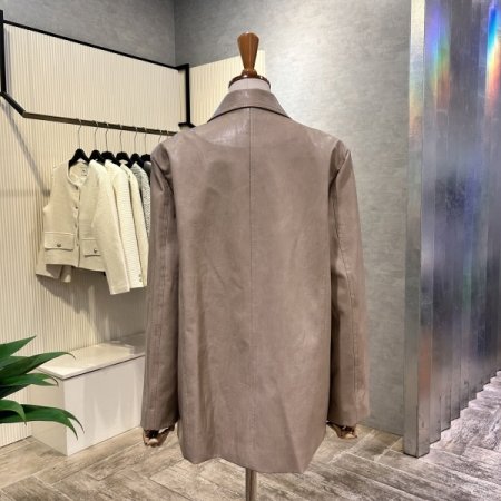 빅 포켓 인조 가죽 자켓