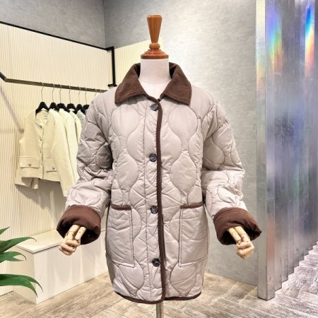 골덴 배색 단추 패딩 점퍼