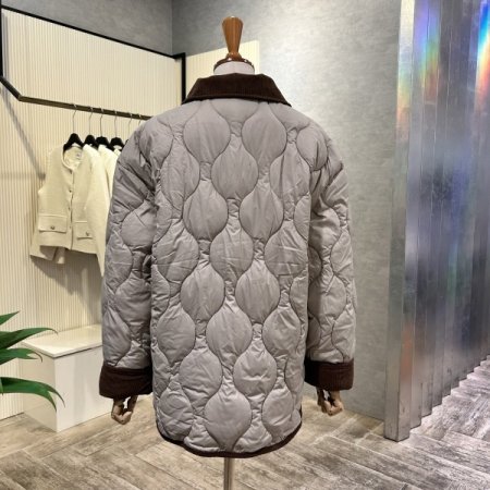 골덴 배색 단추 패딩 점퍼