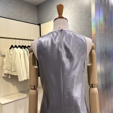 새틴 민소매 롱 원피스