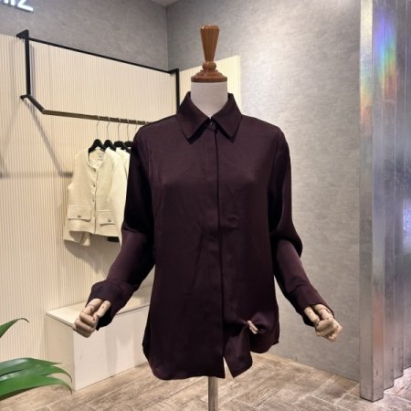 새틴 카라 언발 셔츠