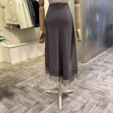 레이스 언발 밴딩 스커트