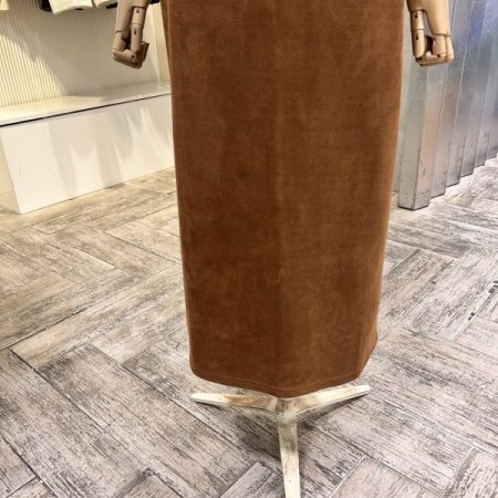 밴딩 인조 스웨이드 롱 스커트