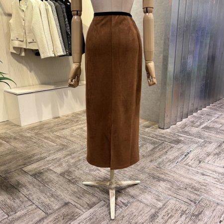 밴딩 인조 스웨이드 롱 스커트