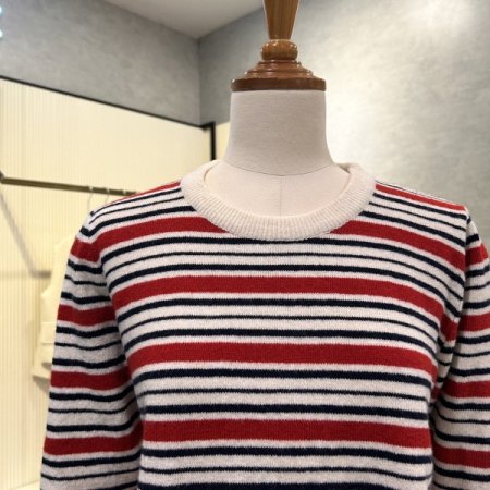 스트라이프 모혼방 니트